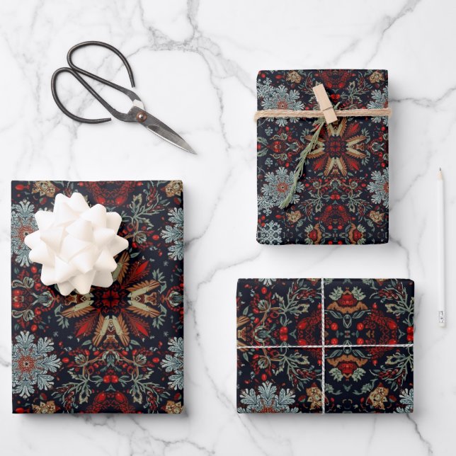 Hoja De Papel De Regalo Sinfonía encantadora de copos de nieve (Anverso)
