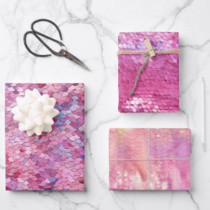 Hoja De Papel De Regalo Sirena azul púrpura rosa