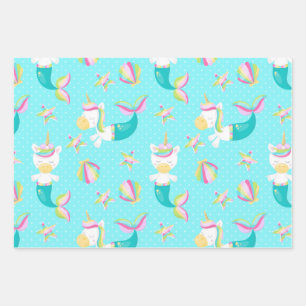 Hoja De Papel De Regalo Sirena Unicornio