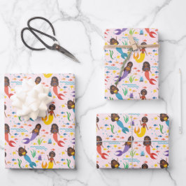 Hoja De Papel De Regalo Sirenas africanas americanas lindas olas estrella 