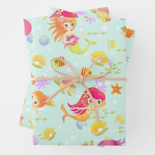 Hoja De Papel De Regalo Sirenas Azul