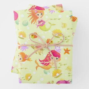 Hoja De Papel De Regalo Sirenas Limón Verde