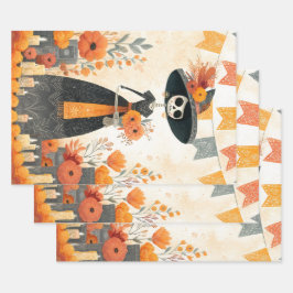 Hoja De Papel De Regalo Skeleton Lady La Catrina Día de los Muertos