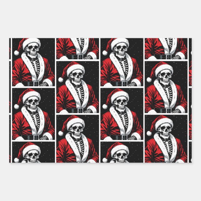 Hoja De Papel De Regalo Skeleton Santa (Anverso)