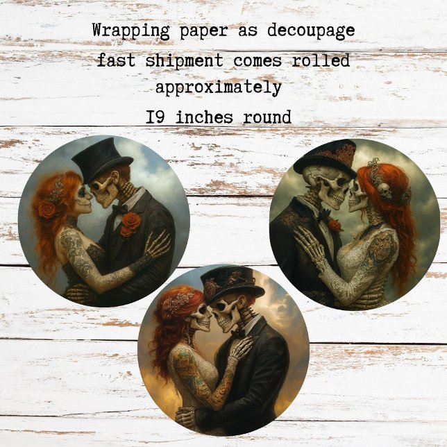 Hoja De Papel De Regalo Skeleton Wedding Couple Decoupage Paper   (Subido por el creador)