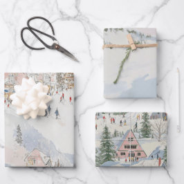 Hoja De Papel De Regalo Ski Wrapping Paper Flat Sheet Set of 3