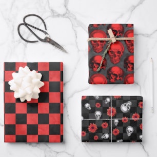 Hoja De Papel De Regalo Skulls rojos y diseño de la serie de girasoles 5