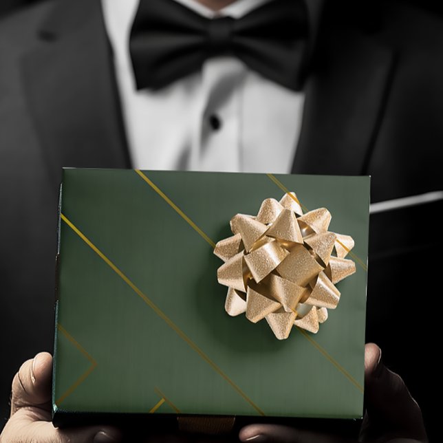 Hoja De Papel De Regalo Sleek Sage Green y Gold (Elegant Sage Green and Gold Gift Wrapping Paper Set )