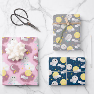 Hoja De Papel De Regalo Sleepy Sun y Moon Baby Shower 
