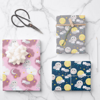 Hoja De Papel De Regalo Sleepy Sun y Moon Baby Shower