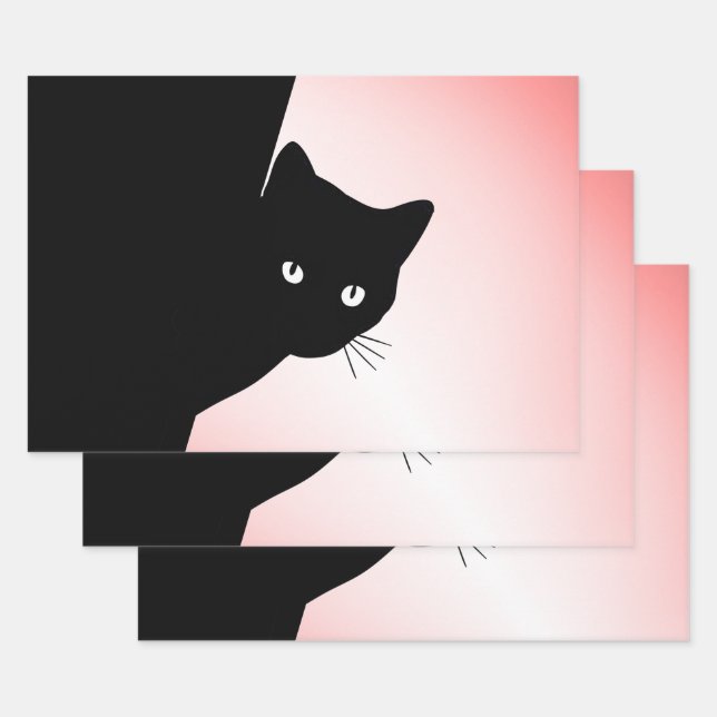 Hoja De Papel De Regalo Sly Black Cat Pink (Set)