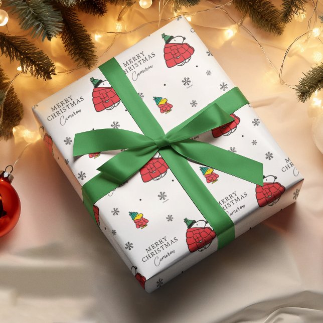 Hoja De Papel De Regalo Snoopy & Woodstock Puffy Red Winter Jacket (Wrapping paper on gift)