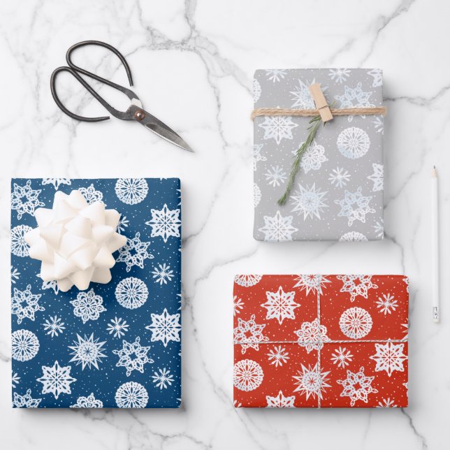 Hoja De Papel De Regalo Snowflake (Anverso)