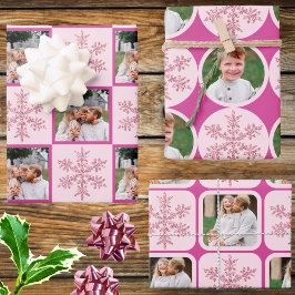 Hoja De Papel De Regalo Snowflake Pink Glam Classic 3 Navidades de fotogra