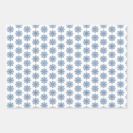 Hoja De Papel De Regalo Snowflake Plaid Pattern Blue Holiday