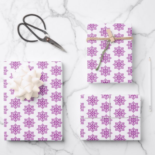 Hoja De Papel De Regalo Snowflake Plaid Pattern Pink Holiday (Anverso)