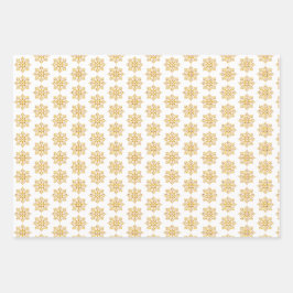Hoja De Papel De Regalo Snowflake Plaid Pattern Yellow