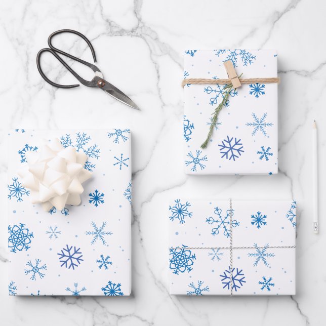 Hoja De Papel De Regalo Snowflakes  (Anverso)