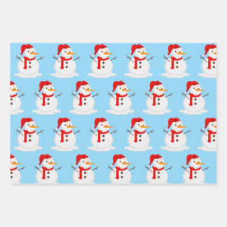 Hoja De Papel De Regalo Snowman Blue Sky Wonderland