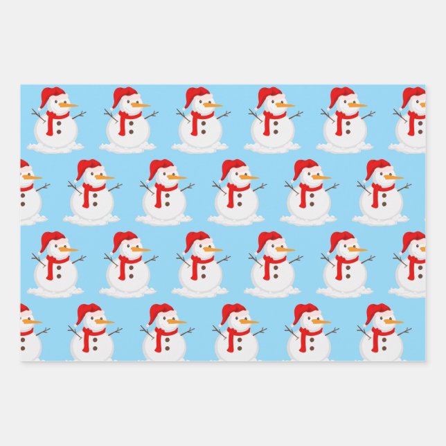 Hoja De Papel De Regalo Snowman Blue Sky Wonderland  (Anverso)