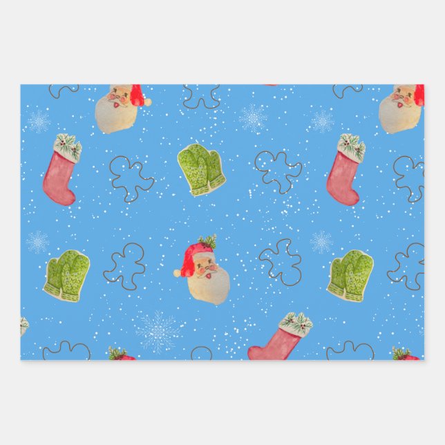Hoja De Papel De Regalo Snowman, Santa wrapping paper (Anverso)