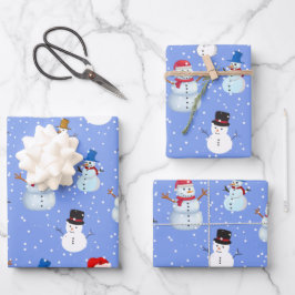 Hoja De Papel De Regalo Snowman y la nevada