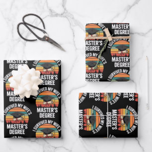 Hoja De Papel De Regalo Sobreviví la graduación de la maestría de mi espos