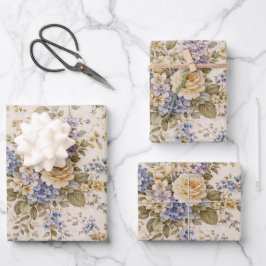 Hoja De Papel De Regalo Soft Ivory Garden Bloom