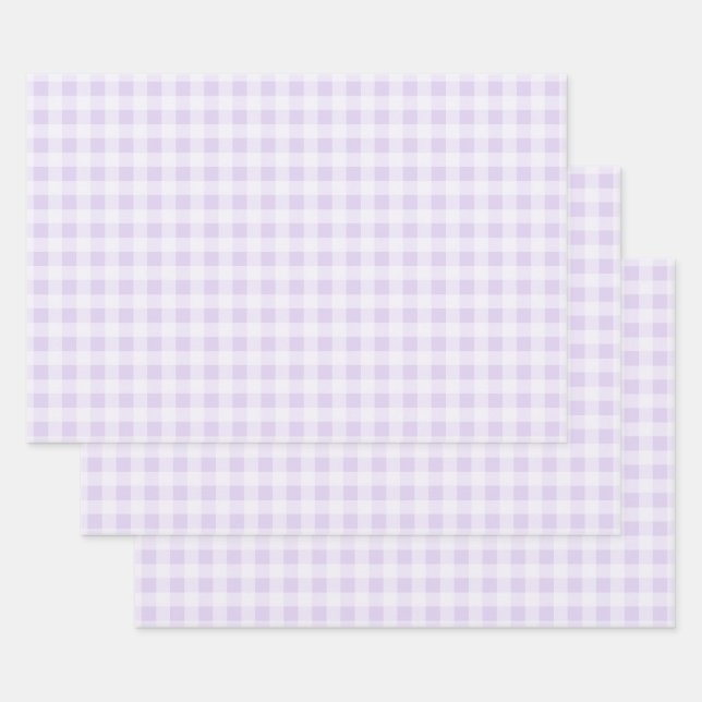 Hoja De Papel De Regalo Soft Lavender Gingham Wrapping Paper Sheets (Set)
