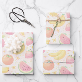 Hoja De Papel De Regalo Soft Pastel Seamless Fruit Pattern