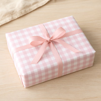 Hoja De Papel De Regalo Soft Pink Gingham Wrapping Paper