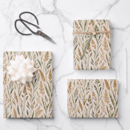 Hoja De Papel De Regalo Soft Prairie Grass Botanical Watercolor Pattern
