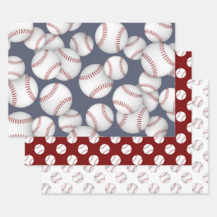 Hoja De Papel De Regalo softball de béisbol conjunto de 3