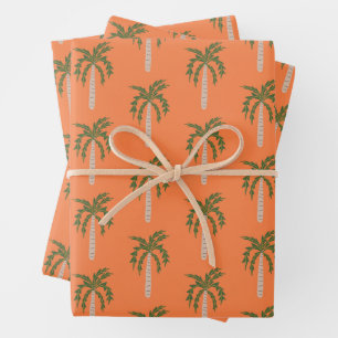 Hoja De Papel De Regalo Soiné en la Costa Palmeras Naranja Lindo PERSONALI