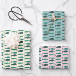 Hoja De Papel De Regalo Soiree costera Tres pescados PERSONALIZADO moderno<br><div class="desc">¡Papel de envoltura personalizado! ¡La mano hizo arte para ti! Perfecto para una ducha de novia en la playa, una fiesta de soltera, una fiesta de compromiso o un cumpleaños. ¡TODO PERSONALIZABLE! ¡GRACIAS POR APOYAR A LOS ARTISTAS INDEPENDIENTES! Todas las obras de arte y los diseños son creados por mí....</div>