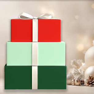 Hoja De Papel De Regalo Sólidos de invierno rojo y verde