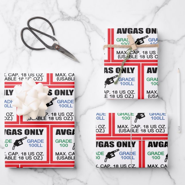 Hoja De Papel De Regalo sólo AVGAS / 100LL (Anverso)