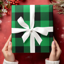 Hoja De Papel De Regalo Solo Navidad verde y negro Buffalo Plaid