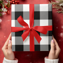 Hoja De Papel De Regalo Sólo Navidades de juego de búfalo blanco y negro