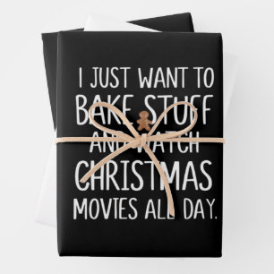 Hoja De Papel De Regalo Sólo Quiero Hornear Cosas y Ver Películas de Navid