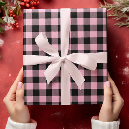 Hoja De Papel De Regalo Solo rosa Chevron Buffalo Plaid Navidad