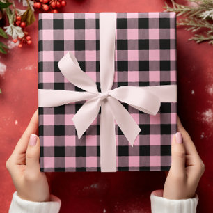 Hoja De Papel De Regalo Solo rosa Chevron Buffalo Plaid Navidad