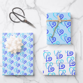 Hoja De Papel De Regalo Sombras azules Dos Patrones Coronarios Vinculados
