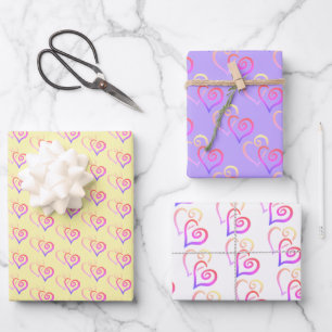 Hoja De Papel De Regalo Sombras de arcoiris Modelo de dos corazones vincul