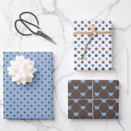 HOJA DE PAPEL DE REGALO SOMBRAS DE PATRONES MARRONES Y AZULES