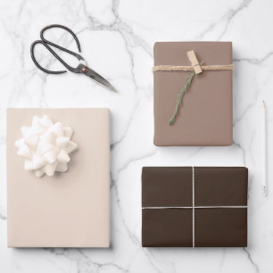Hoja De Papel De Regalo Sombras Marrones Bistre Castor Almendra Liso 3 Ton