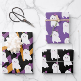 Hoja De Papel De Regalo Sombrero de Bruja Fantasma Lindo Tema de Halloween