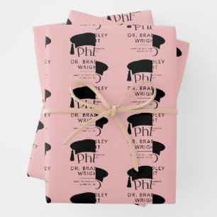Hoja De Papel De Regalo Sombrero doctoral de doctorado personalizado Gradu