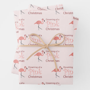 Hoja De Papel De Regalo Soñando con un Navidad rosado -