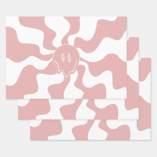 Hoja De Papel De Regalo Sonreir fusión en rosa y blanco